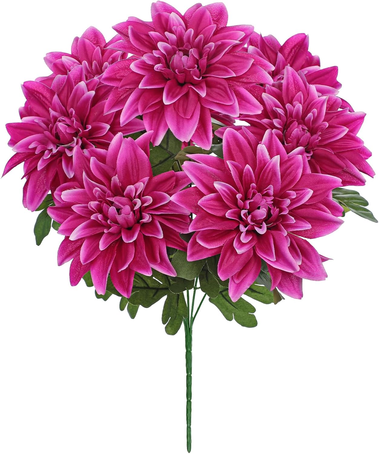 Purple-Pink Artificial Dahlia Flowers with Stem Bushes 7 Heads Silk Fake Dahlias Flowers Wedding Bouquets Faux Dahlia Flower Floral Arrangements for Party Table Centerpieces Home Decor