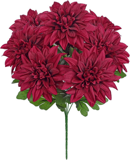 Purple-Pink Artificial Dahlia Flowers with Stem Bushes 7 Heads Silk Fake Dahlias Flowers Wedding Bouquets Faux Dahlia Flower Floral Arrangements for Party Table Centerpieces Home Decor