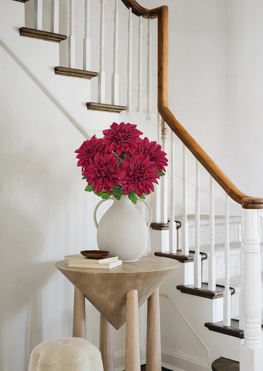 Purple-Pink Artificial Dahlia Flowers with Stem Bushes 7 Heads Silk Fake Dahlias Flowers Wedding Bouquets Faux Dahlia Flower Floral Arrangements for Party Table Centerpieces Home Decor