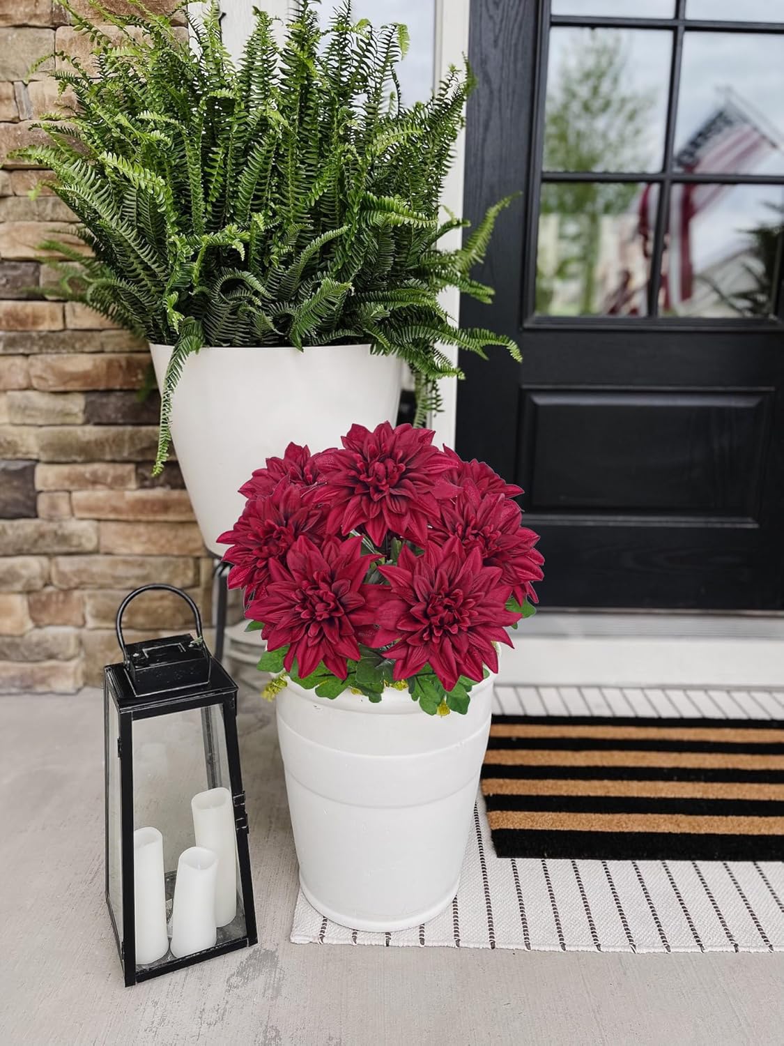 Purple-Pink Artificial Dahlia Flowers with Stem Bushes 7 Heads Silk Fake Dahlias Flowers Wedding Bouquets Faux Dahlia Flower Floral Arrangements for Party Table Centerpieces Home Decor