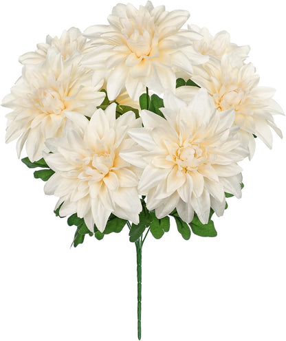Purple-Pink Artificial Dahlia Flowers with Stem Bushes 7 Heads Silk Fake Dahlias Flowers Wedding Bouquets Faux Dahlia Flower Floral Arrangements for Party Table Centerpieces Home Decor