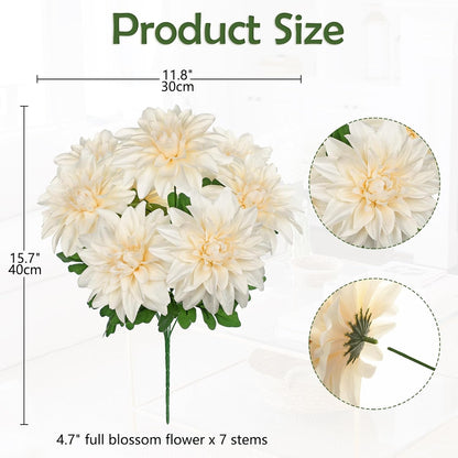 Purple-Pink Artificial Dahlia Flowers with Stem Bushes 7 Heads Silk Fake Dahlias Flowers Wedding Bouquets Faux Dahlia Flower Floral Arrangements for Party Table Centerpieces Home Decor