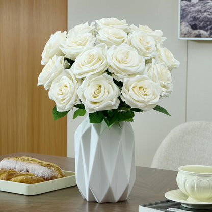 100 Pcs White Rose Artificial Flowers Bulk, Ivory Silk Fake Roses with Long Stem for Wedding Decoration, Bridal Bouquets, DIY Flower Wall, Party Table Centerpieces, Home Decor