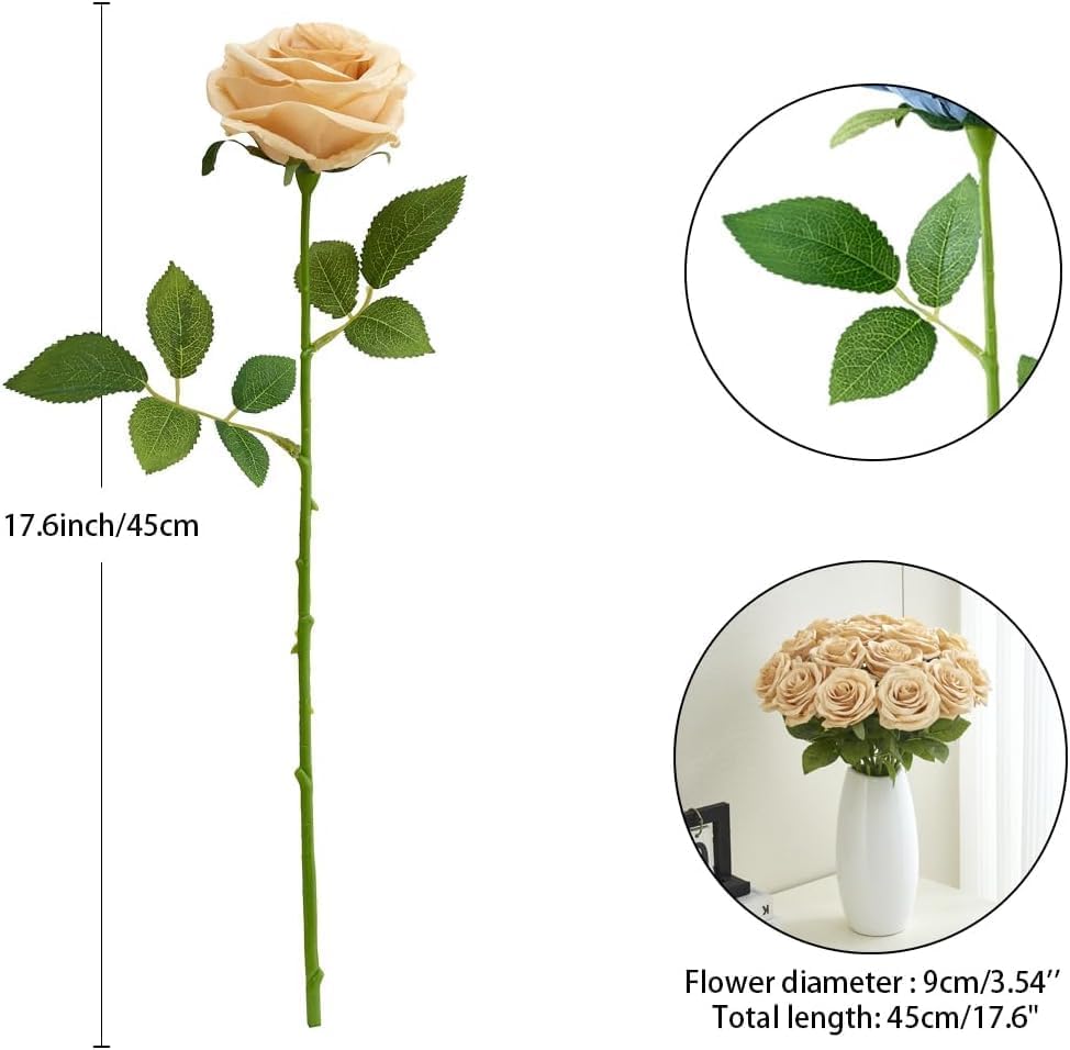 100 Pcs White Rose Artificial Flowers Bulk, Ivory Silk Fake Roses with Long Stem for Wedding Decoration, Bridal Bouquets, DIY Flower Wall, Party Table Centerpieces, Home Decor