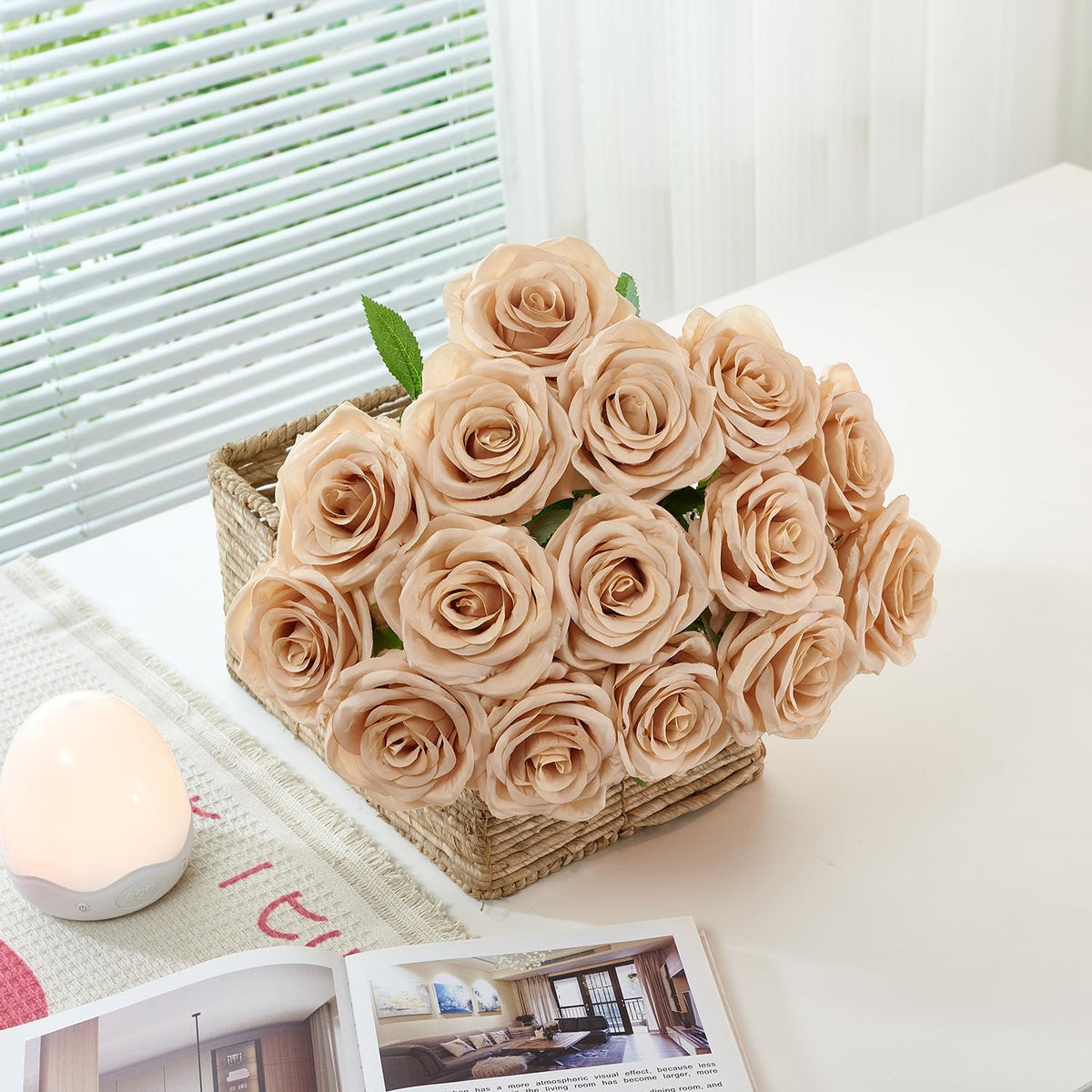 100 Pcs White Rose Artificial Flowers Bulk, Ivory Silk Fake Roses with Long Stem for Wedding Decoration, Bridal Bouquets, DIY Flower Wall, Party Table Centerpieces, Home Decor