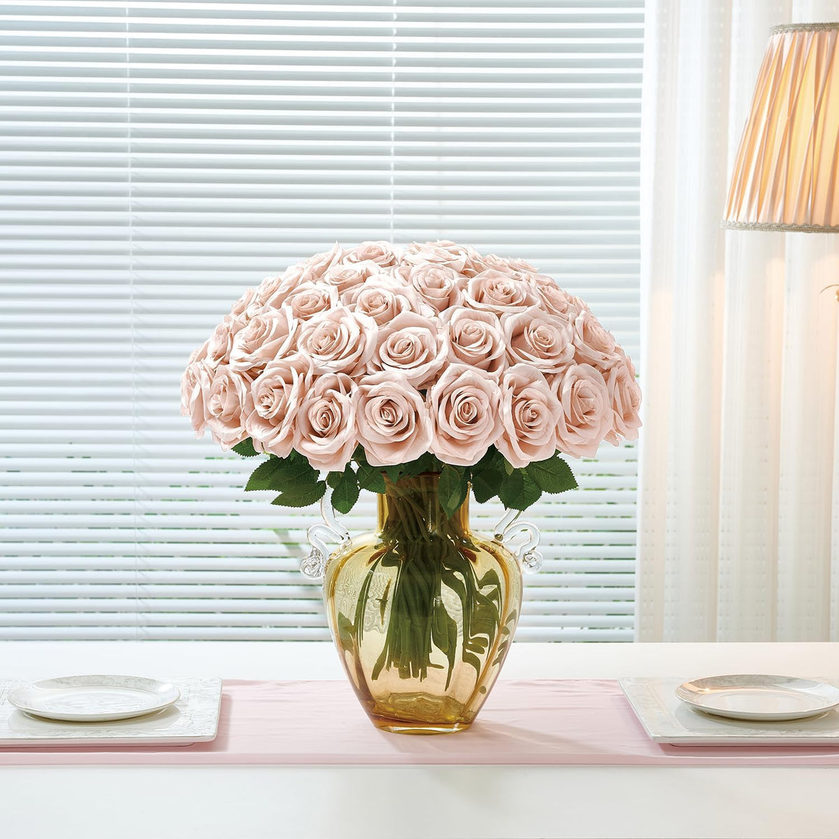 100 Pcs White Rose Artificial Flowers Bulk, Ivory Silk Fake Roses with Long Stem for Wedding Decoration, Bridal Bouquets, DIY Flower Wall, Party Table Centerpieces, Home Decor