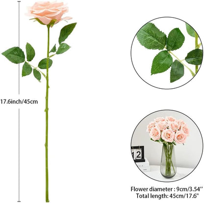 100 Pcs White Rose Artificial Flowers Bulk, Ivory Silk Fake Roses with Long Stem for Wedding Decoration, Bridal Bouquets, DIY Flower Wall, Party Table Centerpieces, Home Decor