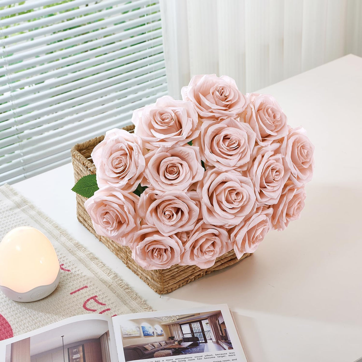 100 Pcs White Rose Artificial Flowers Bulk, Ivory Silk Fake Roses with Long Stem for Wedding Decoration, Bridal Bouquets, DIY Flower Wall, Party Table Centerpieces, Home Decor