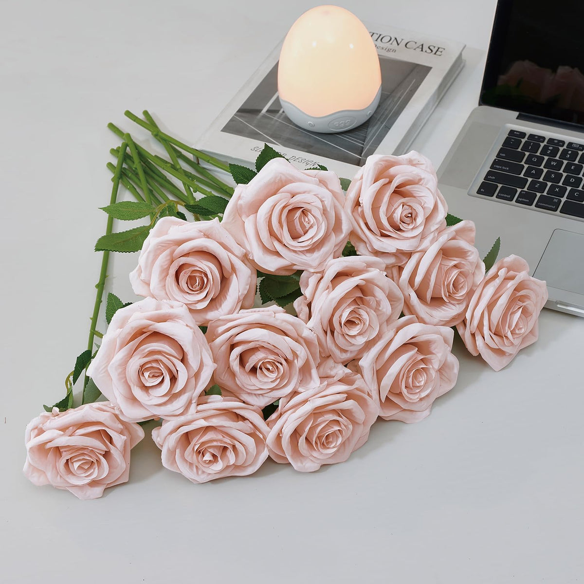 100 Pcs White Rose Artificial Flowers Bulk, Ivory Silk Fake Roses with Long Stem for Wedding Decoration, Bridal Bouquets, DIY Flower Wall, Party Table Centerpieces, Home Decor