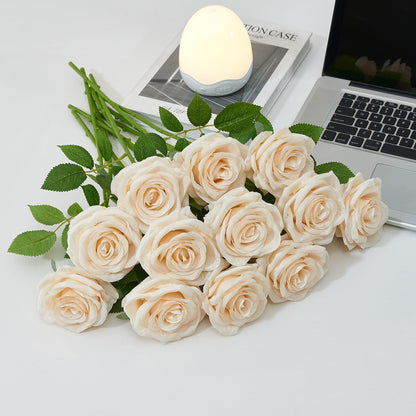 100 Pcs White Rose Artificial Flowers Bulk, Ivory Silk Fake Roses with Long Stem for Wedding Decoration, Bridal Bouquets, DIY Flower Wall, Party Table Centerpieces, Home Decor