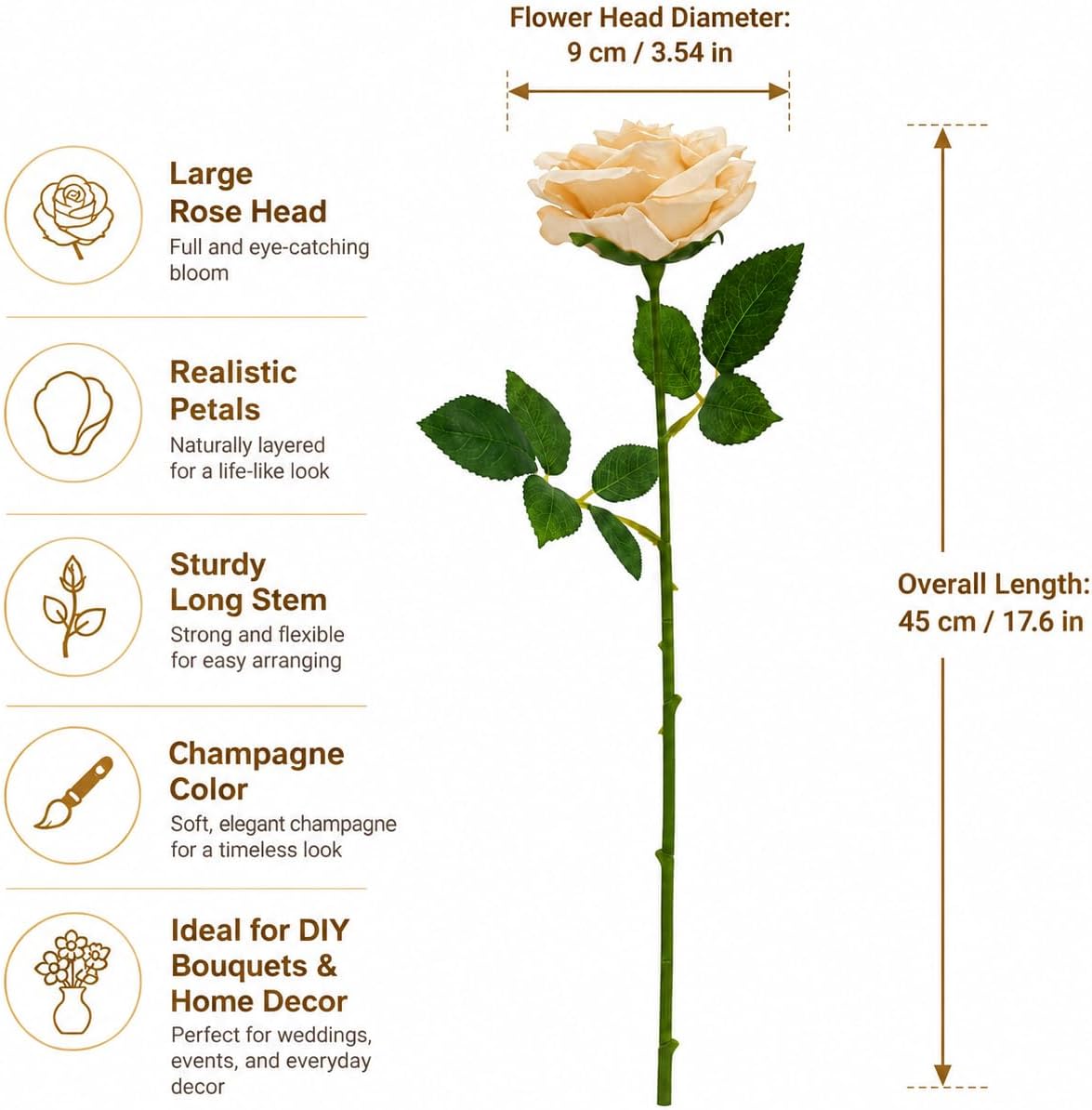 100 Pcs White Rose Artificial Flowers Bulk, Ivory Silk Fake Roses with Long Stem for Wedding Decoration, Bridal Bouquets, DIY Flower Wall, Party Table Centerpieces, Home Decor