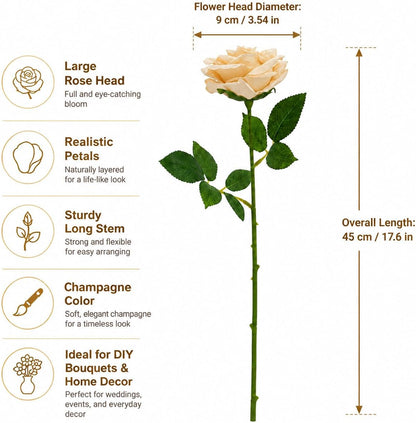 100 Pcs White Rose Artificial Flowers Bulk, Ivory Silk Fake Roses with Long Stem for Wedding Decoration, Bridal Bouquets, DIY Flower Wall, Party Table Centerpieces, Home Decor