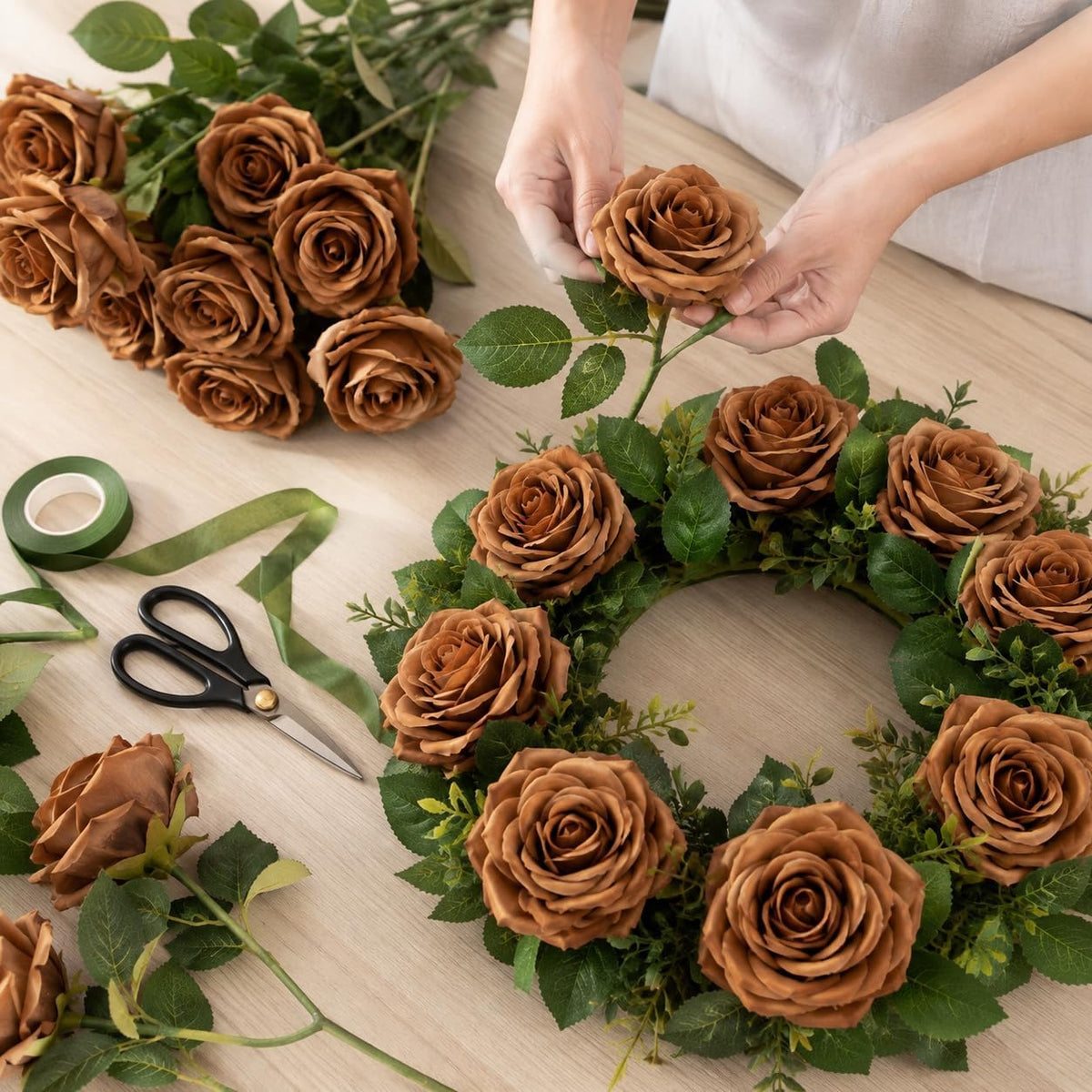 100 Pcs White Rose Artificial Flowers Bulk, Ivory Silk Fake Roses with Long Stem for Wedding Decoration, Bridal Bouquets, DIY Flower Wall, Party Table Centerpieces, Home Decor