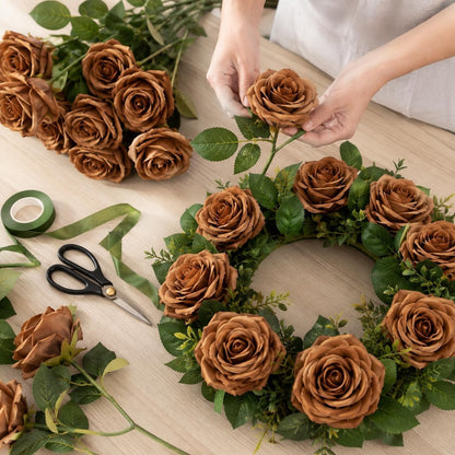 100 Pcs White Rose Artificial Flowers Bulk, Ivory Silk Fake Roses with Long Stem for Wedding Decoration, Bridal Bouquets, DIY Flower Wall, Party Table Centerpieces, Home Decor