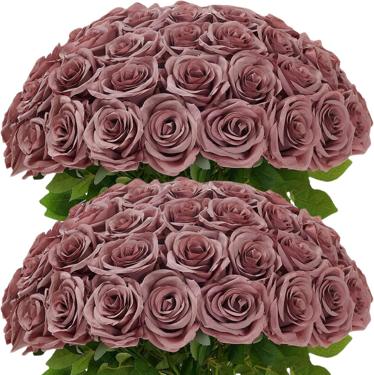 100 Pcs White Rose Artificial Flowers Bulk, Ivory Silk Fake Roses with Long Stem for Wedding Decoration, Bridal Bouquets, DIY Flower Wall, Party Table Centerpieces, Home Decor