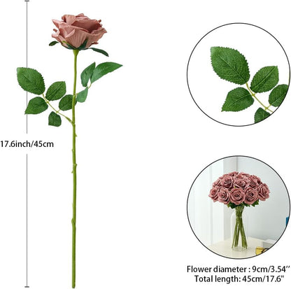 100 Pcs White Rose Artificial Flowers Bulk, Ivory Silk Fake Roses with Long Stem for Wedding Decoration, Bridal Bouquets, DIY Flower Wall, Party Table Centerpieces, Home Decor