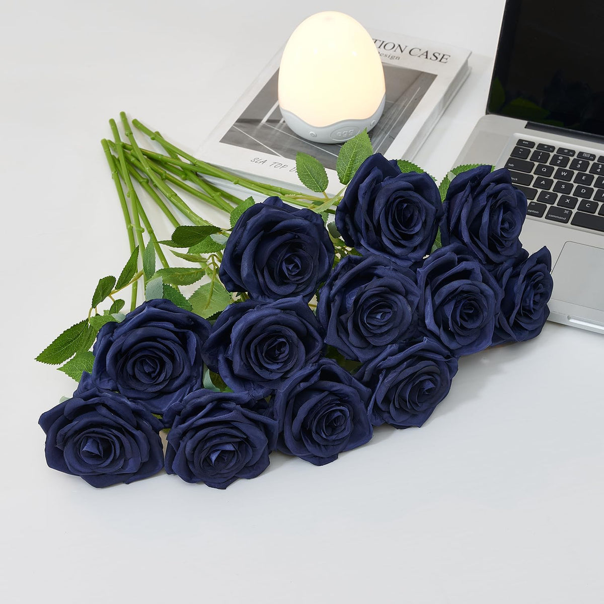 100 Pcs White Rose Artificial Flowers Bulk, Ivory Silk Fake Roses with Long Stem for Wedding Decoration, Bridal Bouquets, DIY Flower Wall, Party Table Centerpieces, Home Decor
