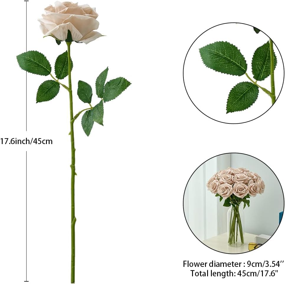 100 Pcs White Rose Artificial Flowers Bulk, Ivory Silk Fake Roses with Long Stem for Wedding Decoration, Bridal Bouquets, DIY Flower Wall, Party Table Centerpieces, Home Decor
