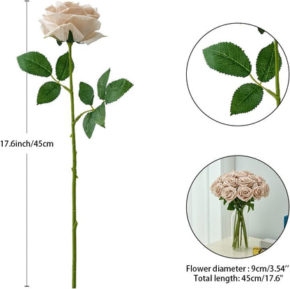 100 Pcs White Rose Artificial Flowers Bulk, Ivory Silk Fake Roses with Long Stem for Wedding Decoration, Bridal Bouquets, DIY Flower Wall, Party Table Centerpieces, Home Decor