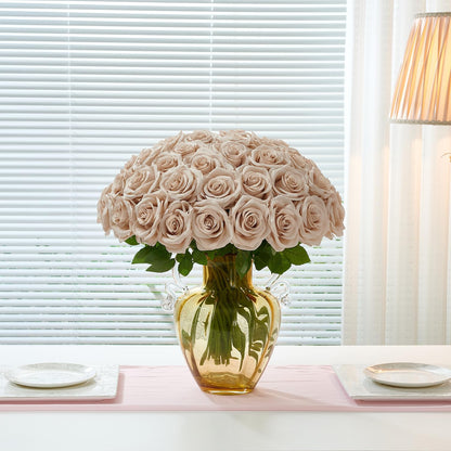 100 Pcs White Rose Artificial Flowers Bulk, Ivory Silk Fake Roses with Long Stem for Wedding Decoration, Bridal Bouquets, DIY Flower Wall, Party Table Centerpieces, Home Decor