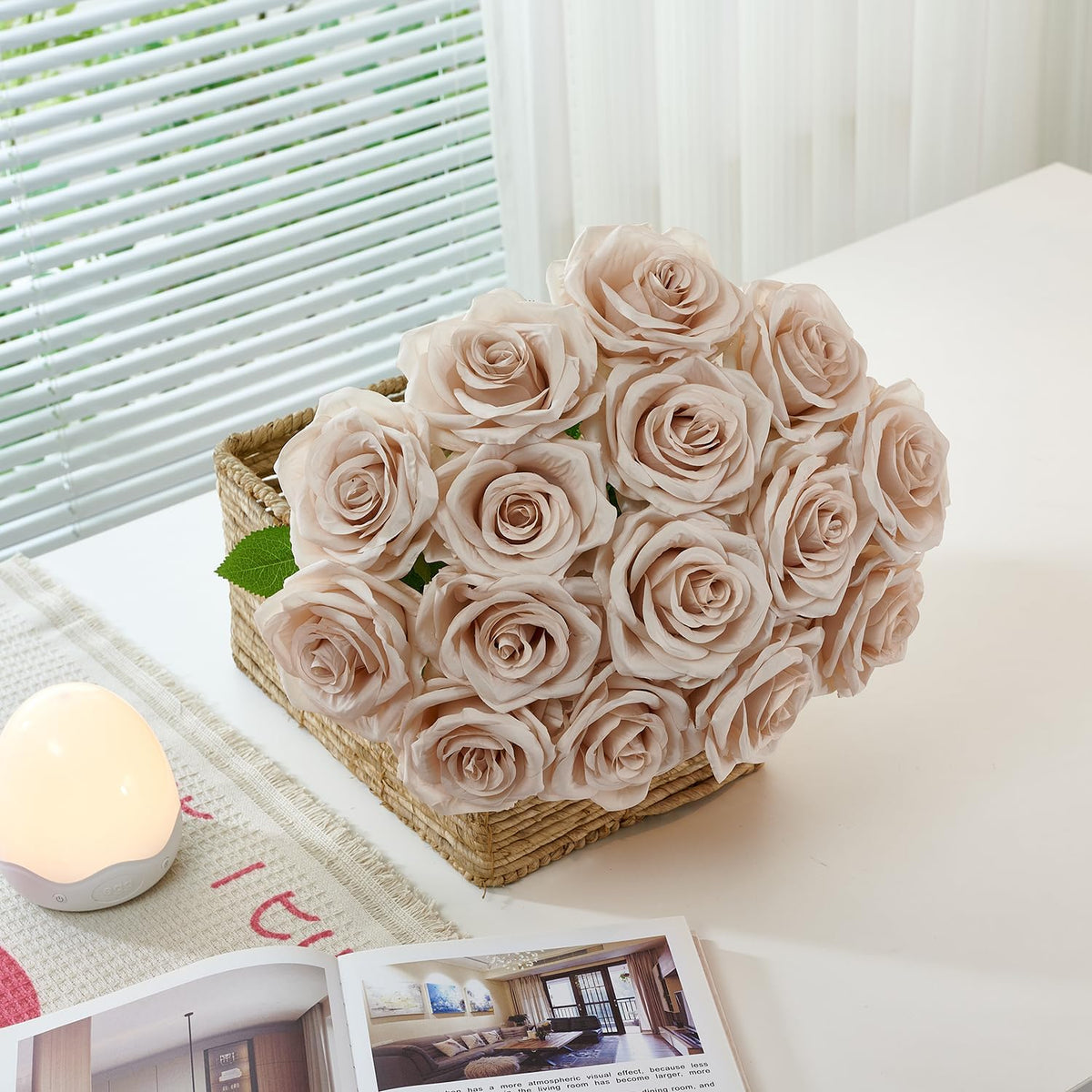 100 Pcs White Rose Artificial Flowers Bulk, Ivory Silk Fake Roses with Long Stem for Wedding Decoration, Bridal Bouquets, DIY Flower Wall, Party Table Centerpieces, Home Decor