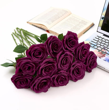 100 Pcs White Rose Artificial Flowers Bulk, Ivory Silk Fake Roses with Long Stem for Wedding Decoration, Bridal Bouquets, DIY Flower Wall, Party Table Centerpieces, Home Decor