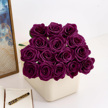 100 Pcs White Rose Artificial Flowers Bulk, Ivory Silk Fake Roses with Long Stem for Wedding Decoration, Bridal Bouquets, DIY Flower Wall, Party Table Centerpieces, Home Decor