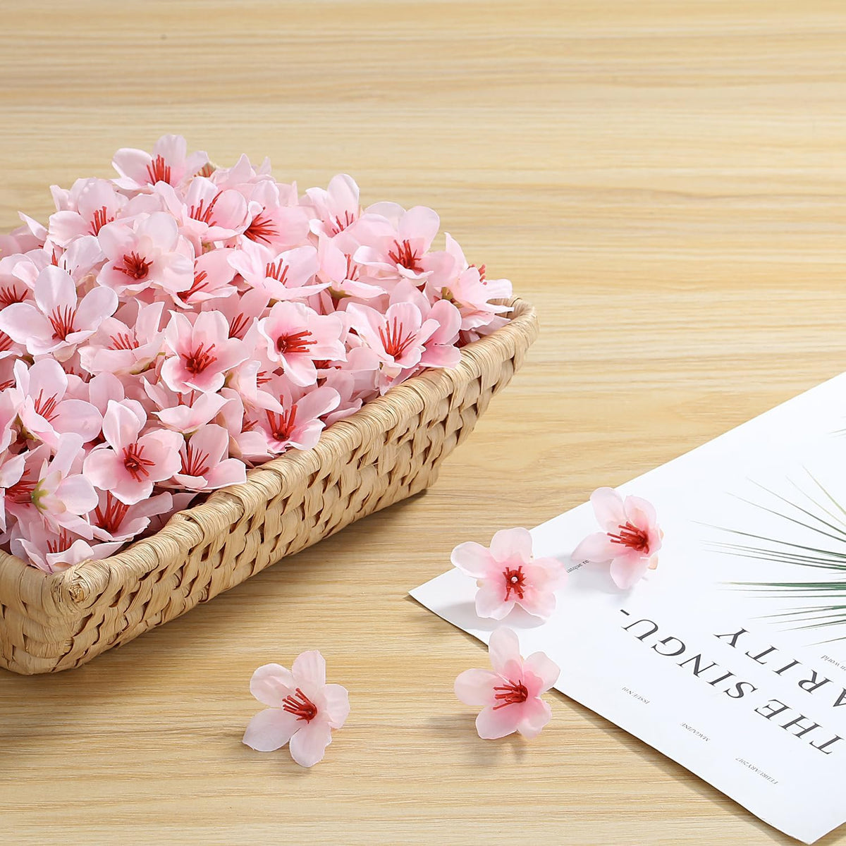 100Pcs 1.6In Mini Artificial Pink Cherry Blossom Flowers Head
