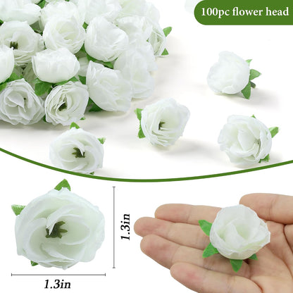 100Pcs 1.6In Mini Artificial Pink Cherry Blossom Flowers Head