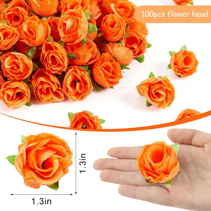 100Pcs 1.6In Mini Artificial Pink Cherry Blossom Flowers Head