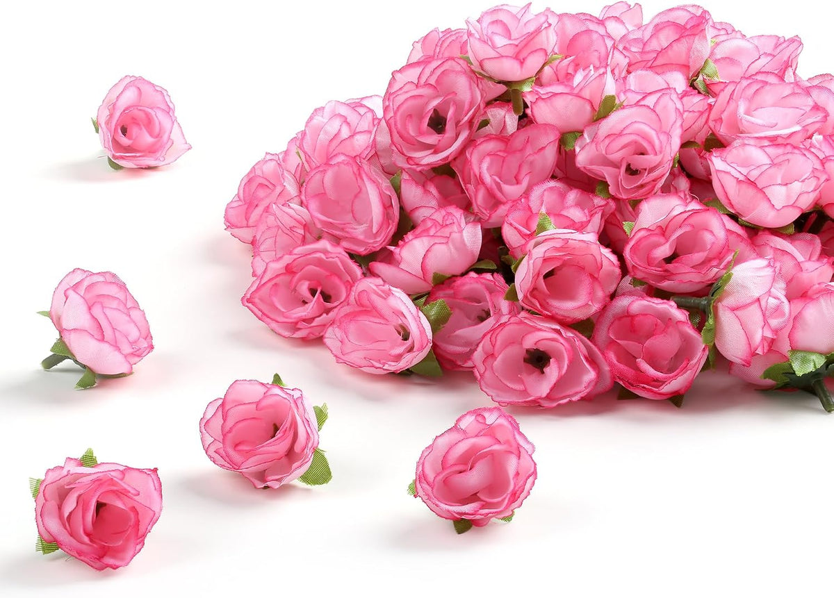 100Pcs 1.6In Mini Artificial Pink Cherry Blossom Flowers Head