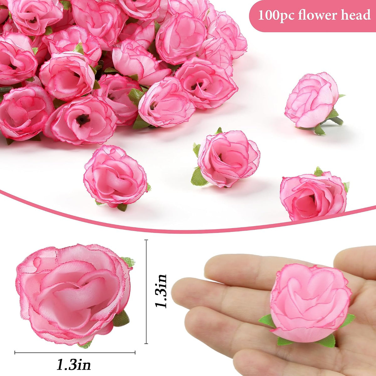 100Pcs 1.6In Mini Artificial Pink Cherry Blossom Flowers Head