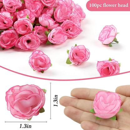 100Pcs 1.6In Mini Artificial Pink Cherry Blossom Flowers Head