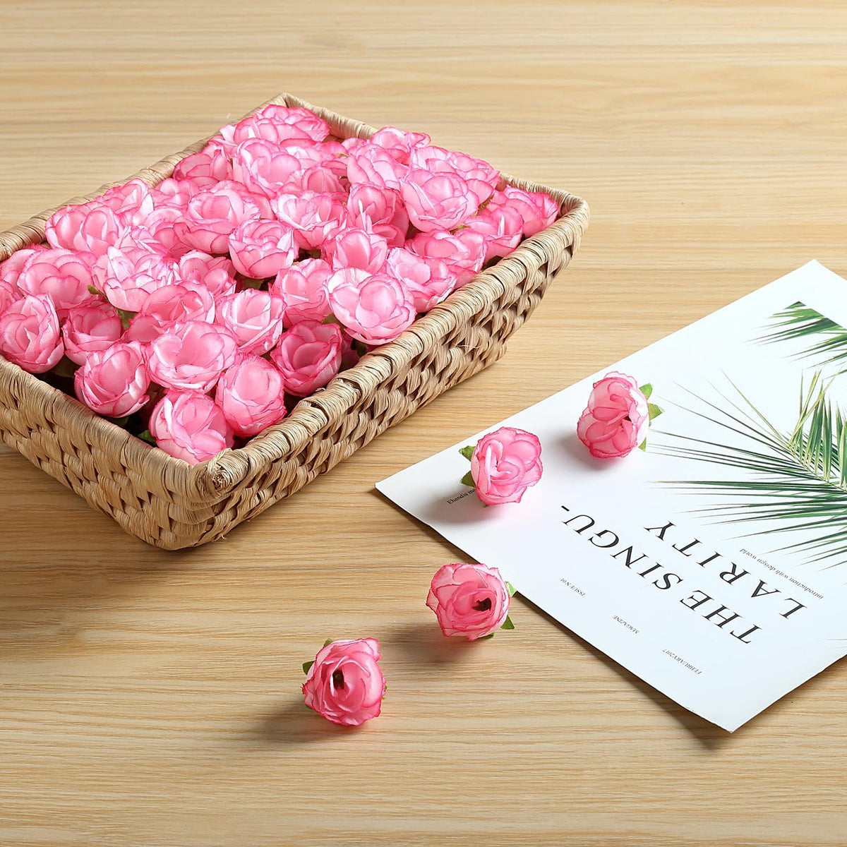 100Pcs 1.6In Mini Artificial Pink Cherry Blossom Flowers Head