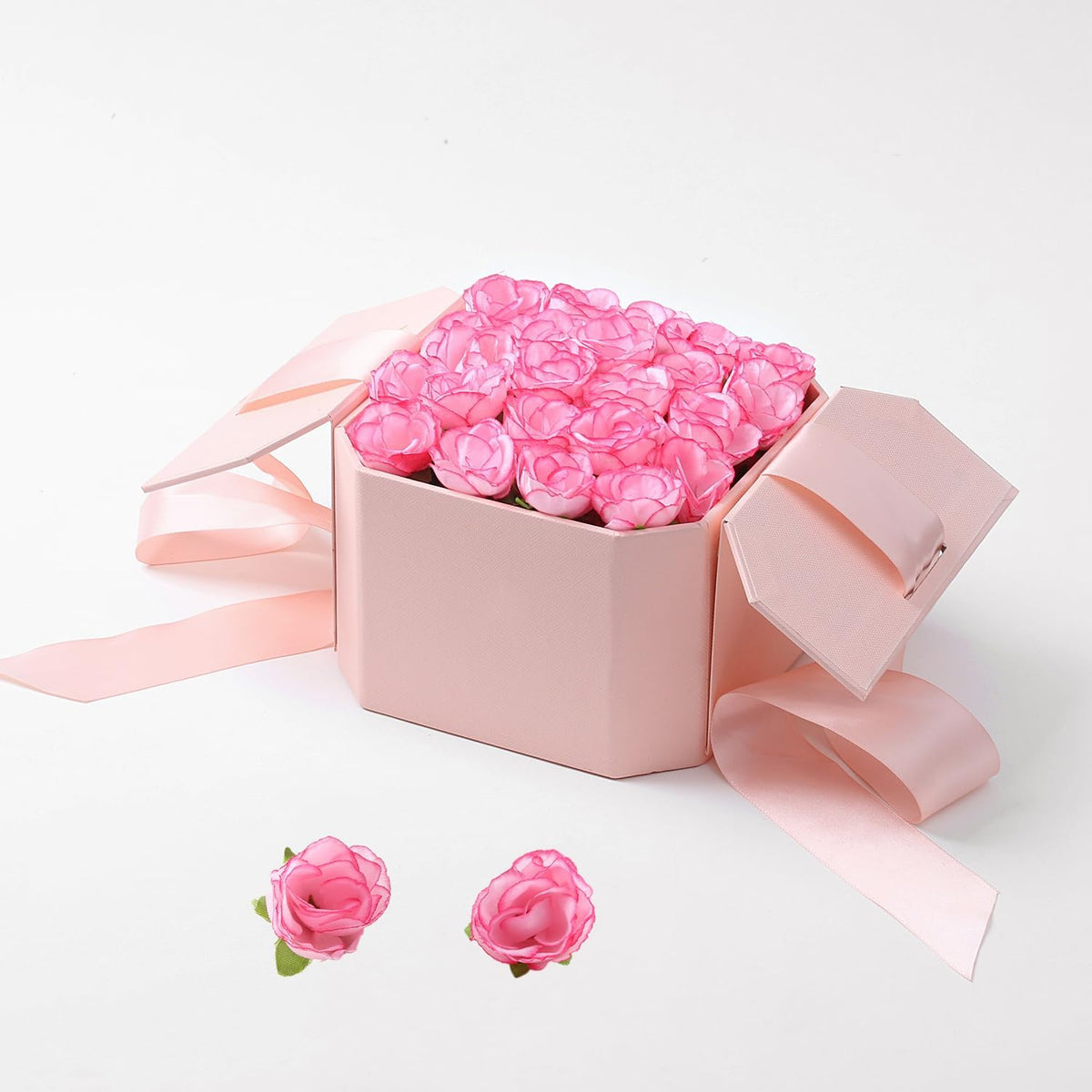 100Pcs 1.6In Mini Artificial Pink Cherry Blossom Flowers Head