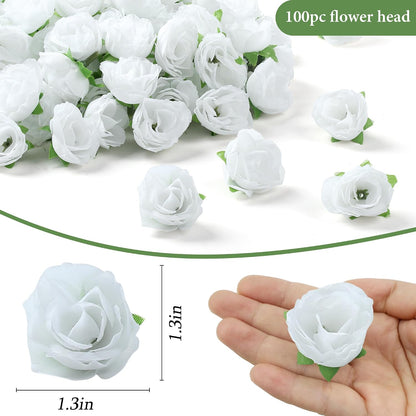 100Pcs 1.6In Mini Artificial Pink Cherry Blossom Flowers Head