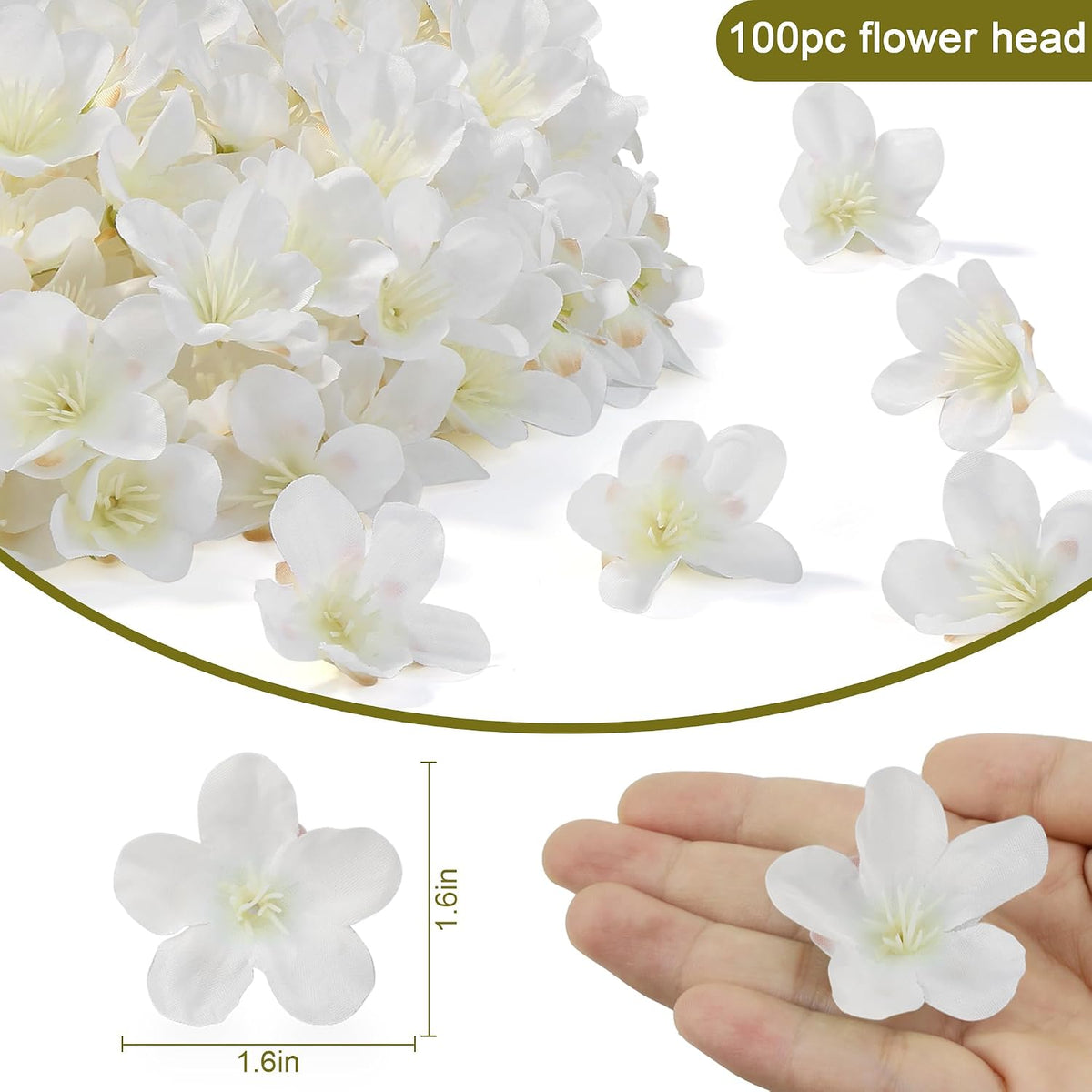 100Pcs 1.6In Mini Artificial Pink Cherry Blossom Flowers Head