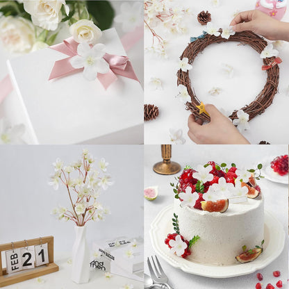 100Pcs 1.6In Mini Artificial Pink Cherry Blossom Flowers Head
