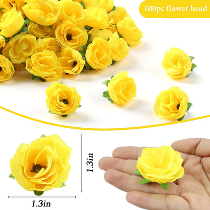 100Pcs 1.6In Mini Artificial Pink Cherry Blossom Flowers Head