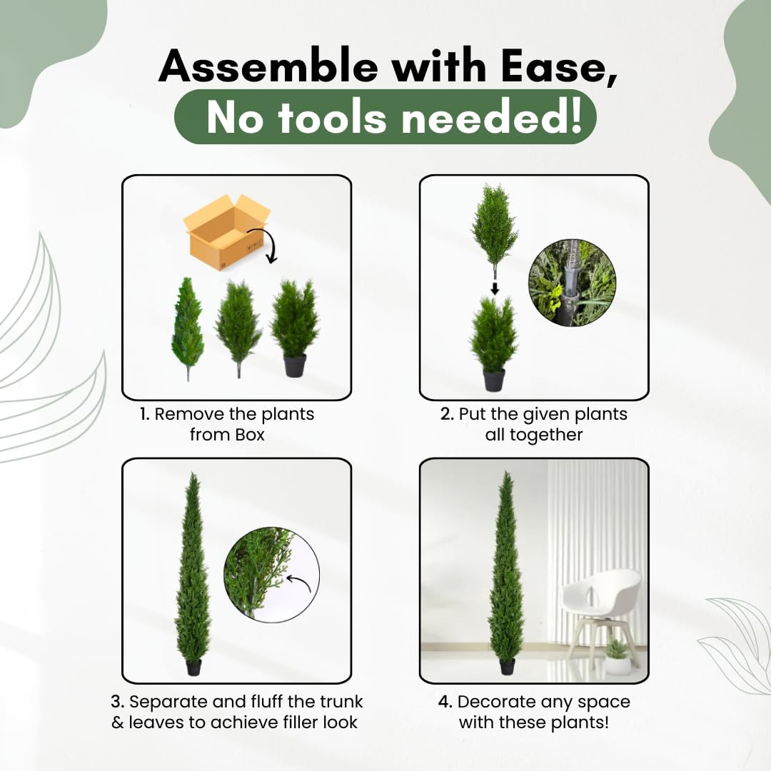 8 Feet Pre-Potted Evergreen Outdoor Artificial Cedar Tree for Front Porch Decor, Outdoor Entryway Decor Fake Tree, Tall Faux Tree with UV Resistant Coating