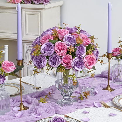 2 Packs Peonies Artificial Flowers, Light Pink Silk Artificial Peonies | Fake Peonies Artificial Peony Flower Bouquets for Centerpiece Table Wedding Party Home Decor