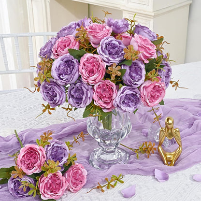 2 Packs Peonies Artificial Flowers, Light Pink Silk Artificial Peonies | Fake Peonies Artificial Peony Flower Bouquets for Centerpiece Table Wedding Party Home Decor