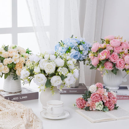 2 Packs Peonies Artificial Flowers, Light Pink Silk Artificial Peonies | Fake Peonies Artificial Peony Flower Bouquets for Centerpiece Table Wedding Party Home Decor
