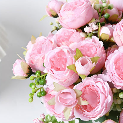 2 Packs Peonies Artificial Flowers, Light Pink Silk Artificial Peonies | Fake Peonies Artificial Peony Flower Bouquets for Centerpiece Table Wedding Party Home Decor