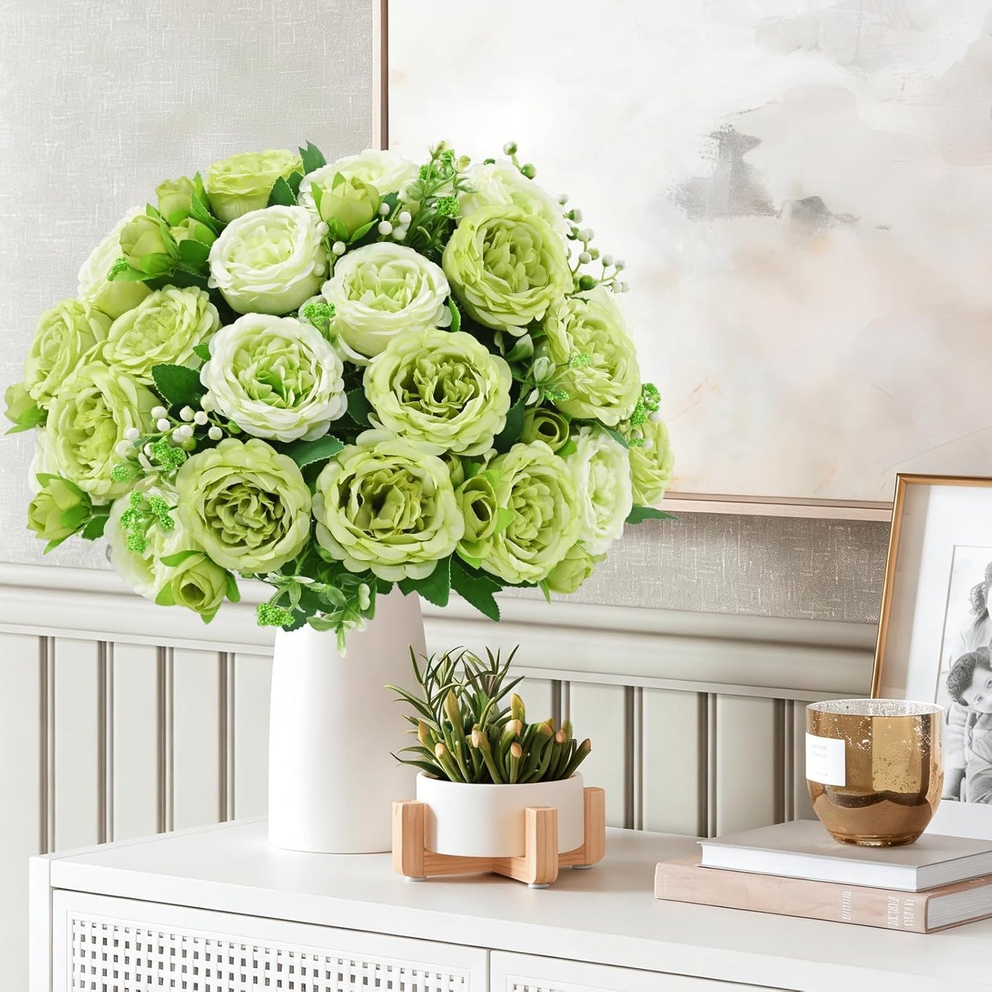 2 Packs Peonies Artificial Flowers, Light Pink Silk Artificial Peonies | Fake Peonies Artificial Peony Flower Bouquets for Centerpiece Table Wedding Party Home Decor