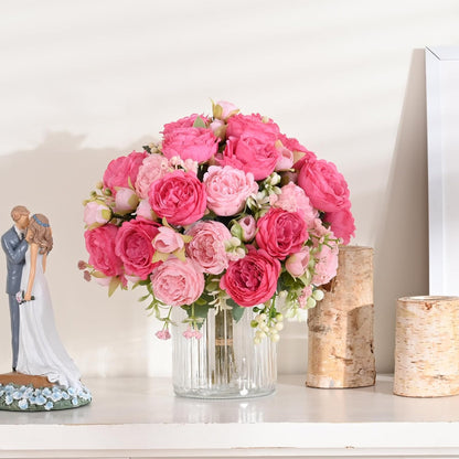 2 Packs Peonies Artificial Flowers, Light Pink Silk Artificial Peonies | Fake Peonies Artificial Peony Flower Bouquets for Centerpiece Table Wedding Party Home Decor
