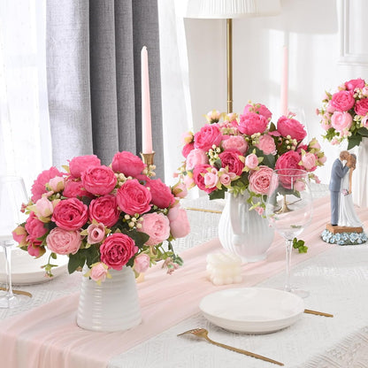 2 Packs Peonies Artificial Flowers, Light Pink Silk Artificial Peonies | Fake Peonies Artificial Peony Flower Bouquets for Centerpiece Table Wedding Party Home Decor