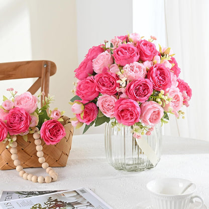 2 Packs Peonies Artificial Flowers, Light Pink Silk Artificial Peonies | Fake Peonies Artificial Peony Flower Bouquets for Centerpiece Table Wedding Party Home Decor