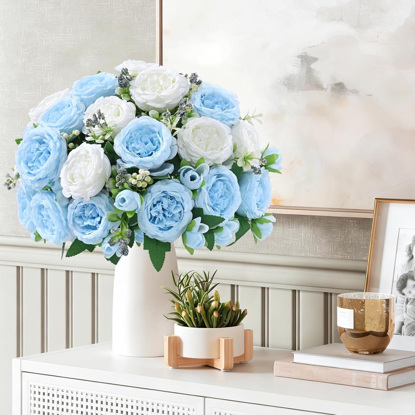 2 Packs Peonies Artificial Flowers, Light Pink Silk Artificial Peonies | Fake Peonies Artificial Peony Flower Bouquets for Centerpiece Table Wedding Party Home Decor