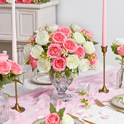 2 Packs Peonies Artificial Flowers, Light Pink Silk Artificial Peonies | Fake Peonies Artificial Peony Flower Bouquets for Centerpiece Table Wedding Party Home Decor